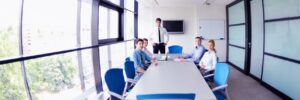 happy young business people in a meeting at office